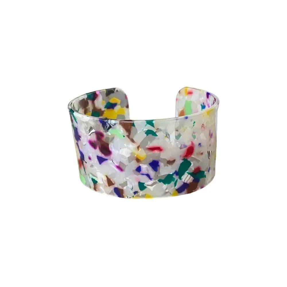 Multicolor Acrylic Tortoise Shell Cuff Bracelet Women’s OSFM Costume Jewelry - Picture 3 of 5
